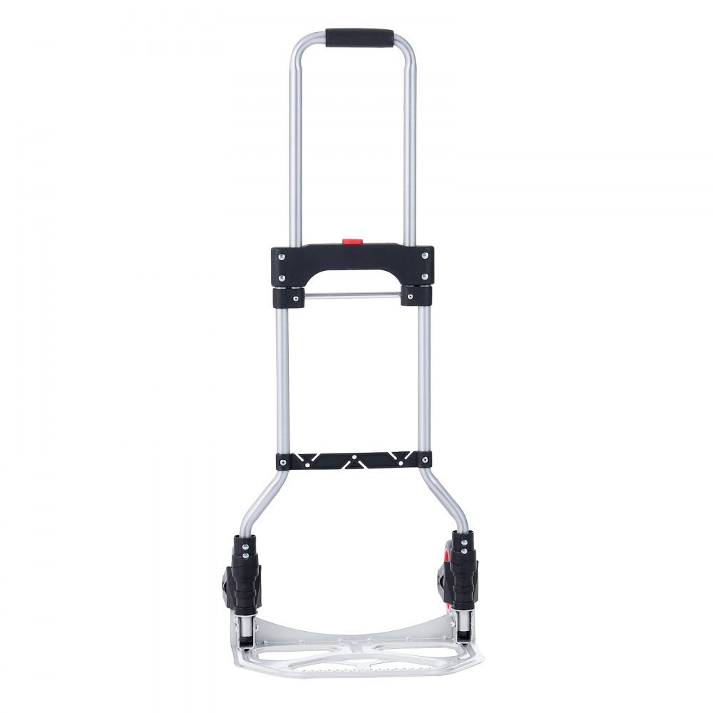 Diable, chariot de transport pliable en plastique en alliage d'aluminium de 80 kg, chariot empilable avec poignée réglable, chariot pliable de 715 à 930 mm, comprend une corde élastique, taille compacte pour le stockage