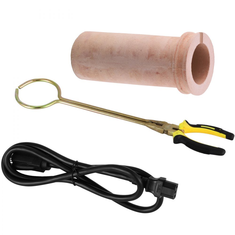 Goldschmelzofen 1350 W, 1150 ℃ Max. Temperatur, digitaler elektrischer Schmelzofen, 1 kg Keramiktiegel zum Gießen und Raffinieren von Edelmetallen, Verarbeitung von Gold, Silber, Kupfer, Schwarz