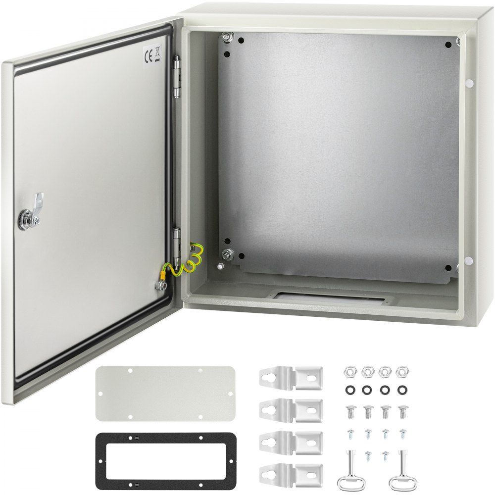 Switch cabinet NEMA industrial enclosure, 50 x 50 x 15 cm NEMA 4X steel distribution cabinet, IP66 waterproof and dustproof, electrical junction box for outdoor/indoor use, with mounting plate