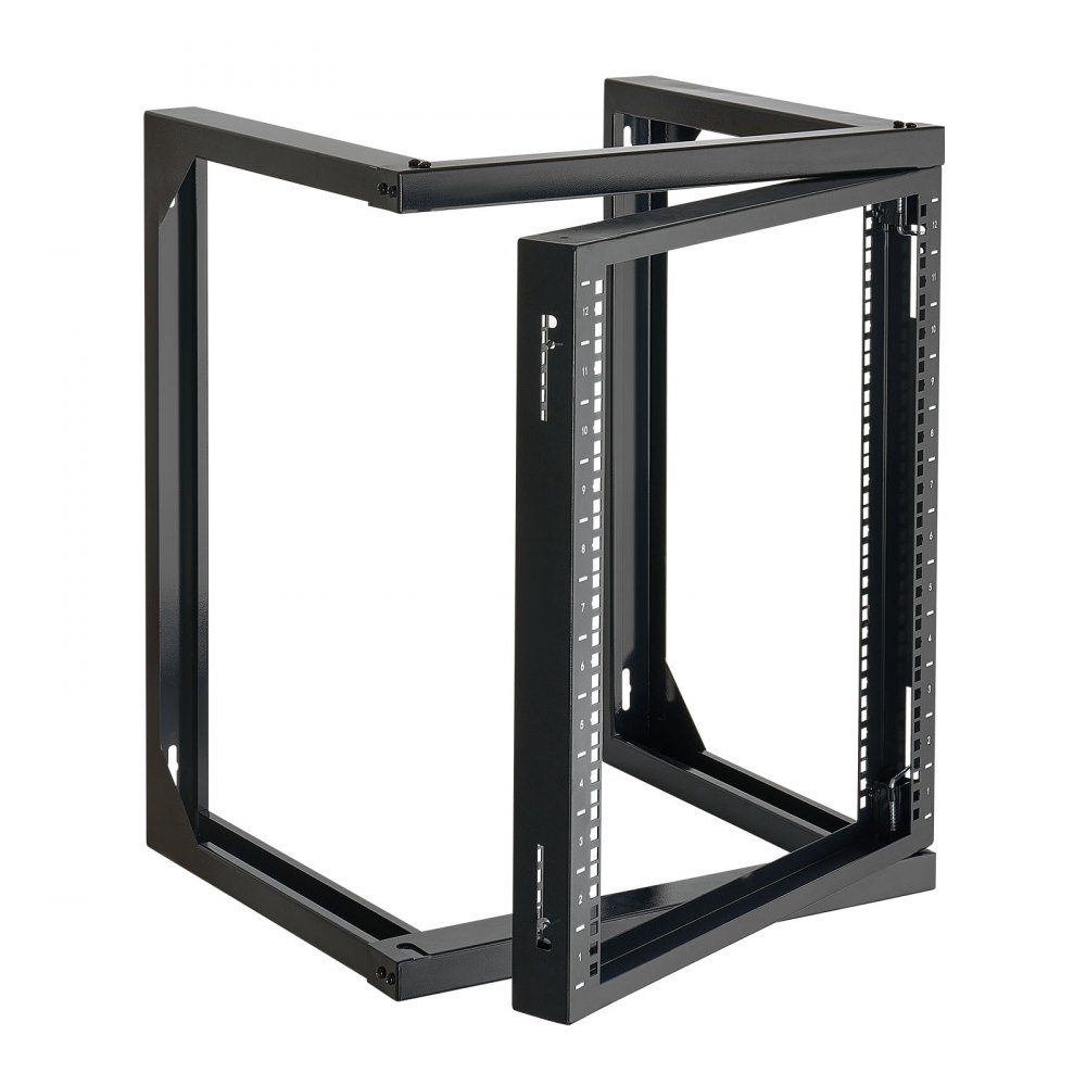 12U Wall Mount Server Rack 150 Pound Maximum Load Capacity Open Frame Network Rack und 180-Grad-Swivel Door Carbon Steel for 19" IT Network Equipment and AV Equipment Computer Server Black