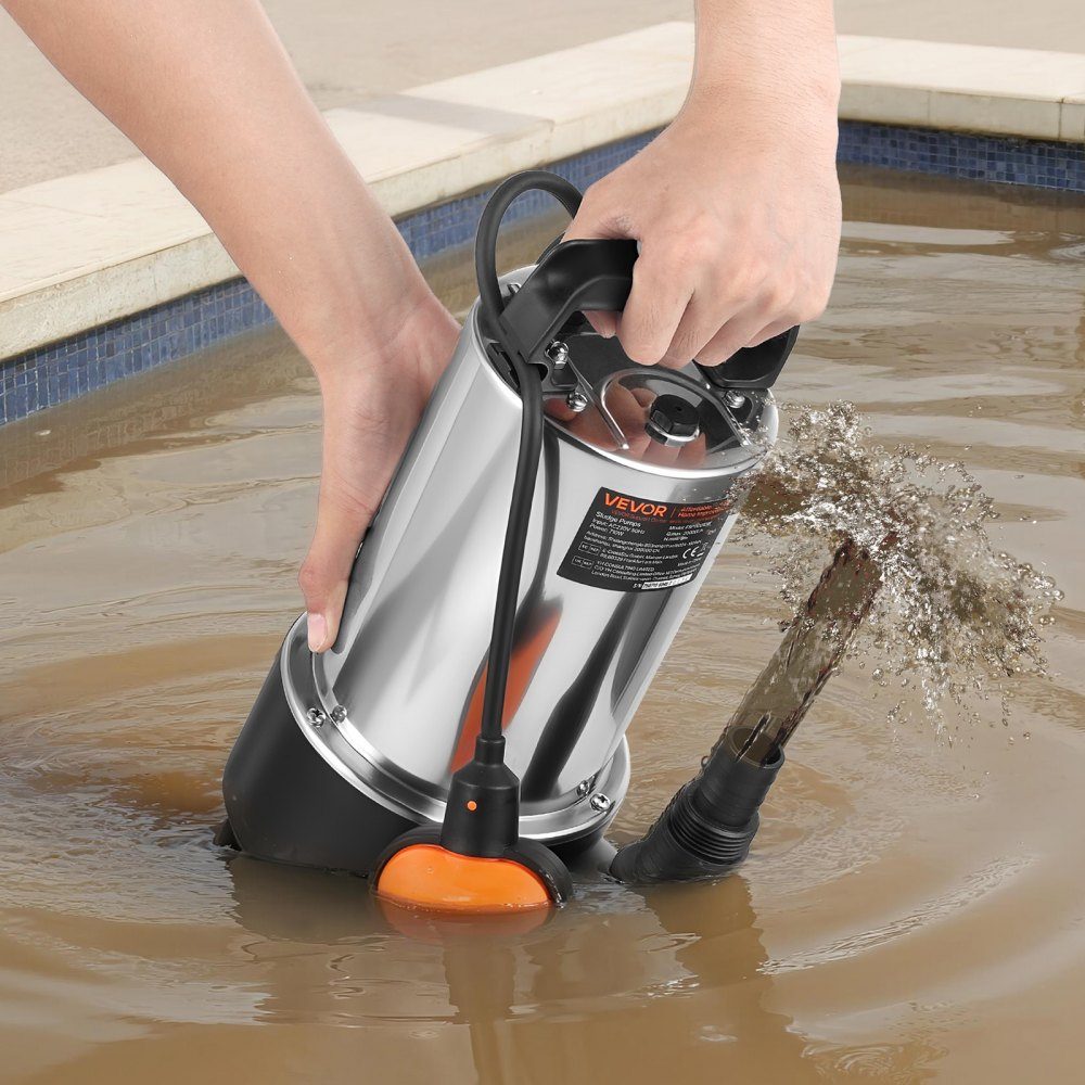 710W Tauchpumpe, 20000l/h, Schmutzwasserpumpe für Abwasser, Schmutzwasser & Reinwasser mit automatischem Schwimmerschalter, 9m Förderhöhe, für Pools, Teiche, überschwemmte Gebiete