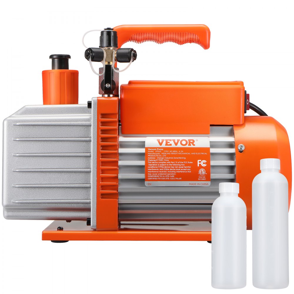 2-traps draaischuifvacuümpomp, 1/2 pk, 5 CFM, ontworpen voor HVAC-service, koudeconservering en harsontgassing, met 1/4" SAE, 3/8" SAE en 1/2" ACME bladinlaten 2-traps draaischuifvacuümpomp, 1/2 pk, 5 CFM, ontworpen voor HVAC-service, koudeconservering en harsontgassing, met 1/4" SAE, 3/8" SAE en 1/2" ACME bladinlaten