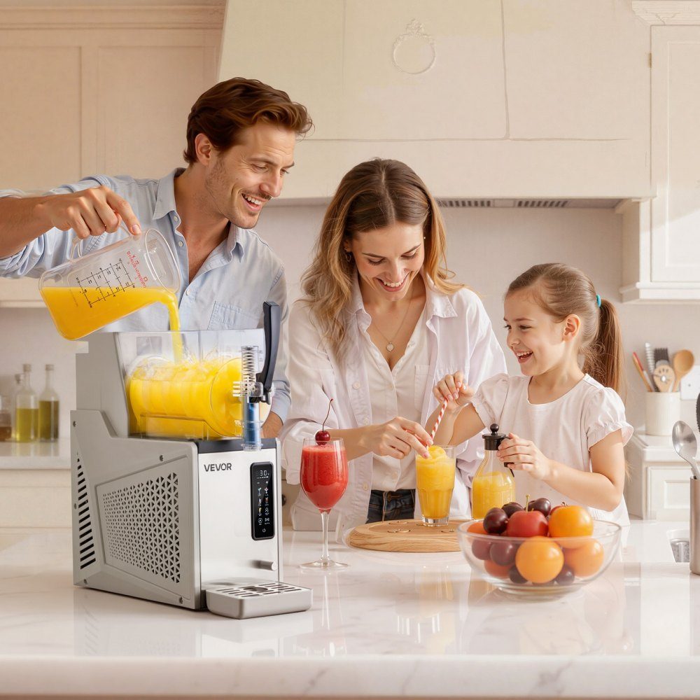 Slush Machine 1 x 3L, Slush Ice Cream Machine 350W (No Ice Required), Electric Margarita Machine with Self-Cleaning Function, Suitable for Frozen Margaritas, Frappes, Milkshakes, Shakes