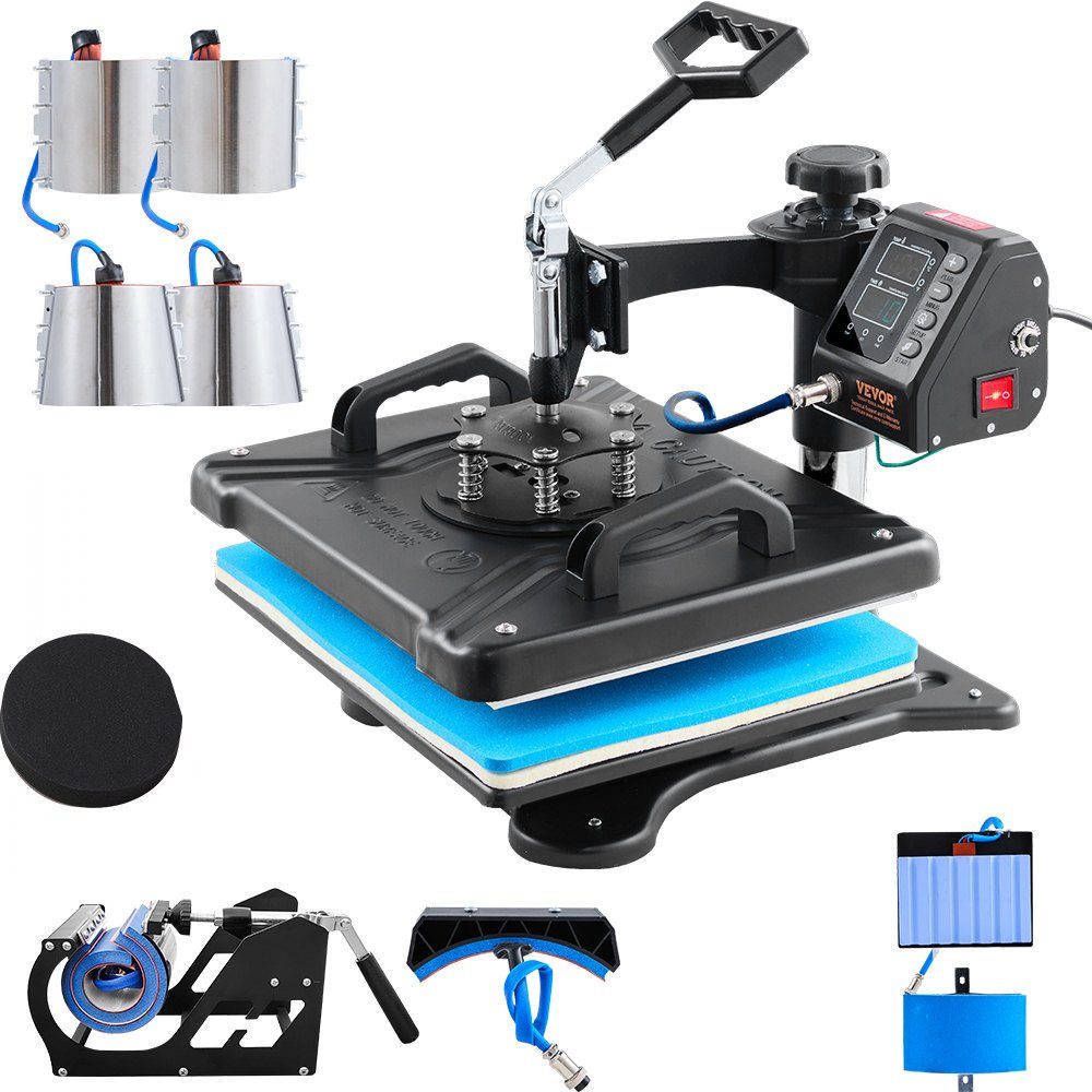10 in 1 Heat Press 38x30cm Heat Press Black Hot Press Textile Press Multifunction Sublimation T-Shirt Press Mug Press