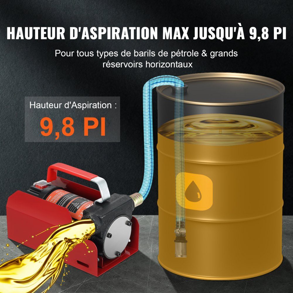 Dieselpumpe, 155 W, Kraftstoffpumpe, Saugpumpe, 1/4 PS, Heizölpumpe, 12 V, 8 m Förderhöhe, 3 m Saughöhe, selbstansaugende Automatikdüse, 4 m Auslassschlauch für Diesel-Kerosin-Transformatoröl
