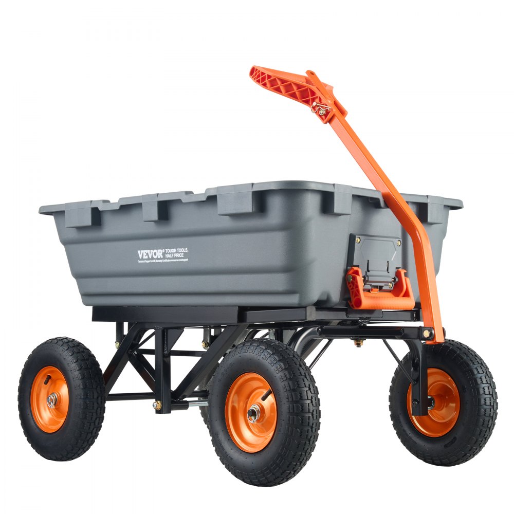Chariot de transport, chariot de jardin avec cadre en acier facile à monter, chariot de jardin avec poignée convertible 2 en 1, brouette polyvalente avec kit de capacité de charge 680, env. pneus de 33 cm