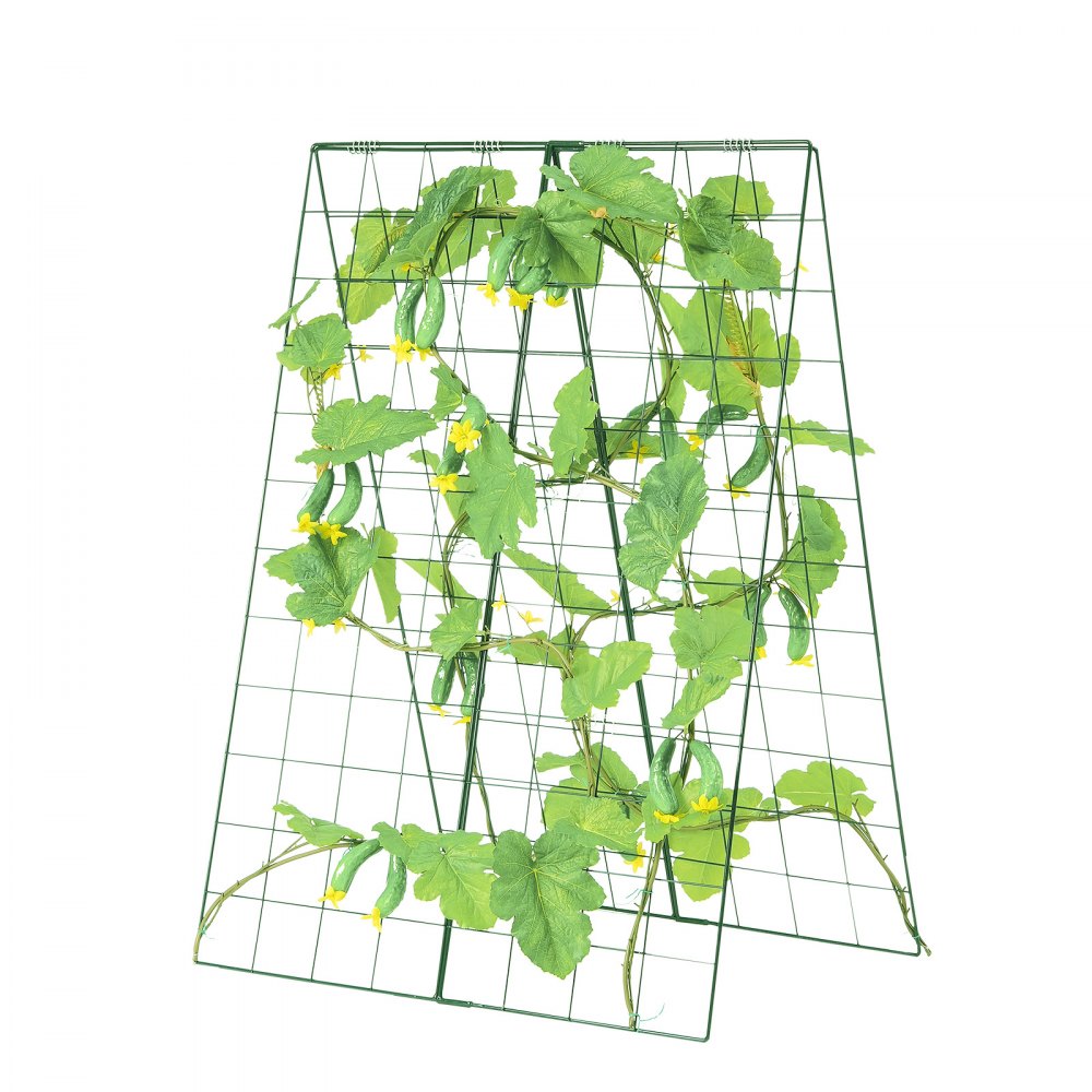 Kletterpflanzen-Spalier, 117 x 84 cm, faltbares Rankgitter-Set mit Pflanzenklammern, Metall-Kletterhilfe für Hochbeete, Unterstützung für das Pflanzenwachstum im Freien für Tomaten, Kürbisse, Gemüse