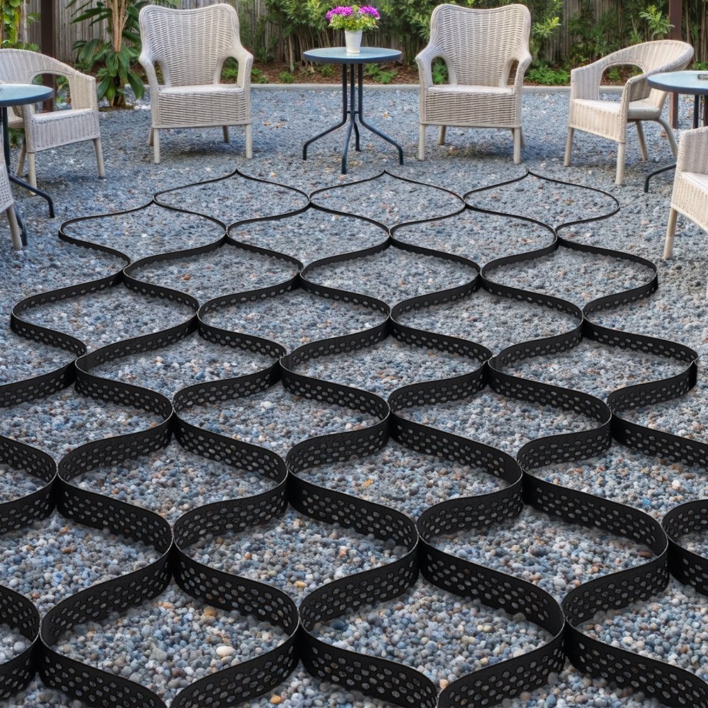 Kiesgitter, 75 mm Tiefe, Rasengitter 7600x2900 mm, Kieswabe, Wabengitter HDPE, durchlässiges Geogitter zur Einfahrtsstabilisierung, für Garten, Terrasse, Gehweg, Wohnmobilstellplätze