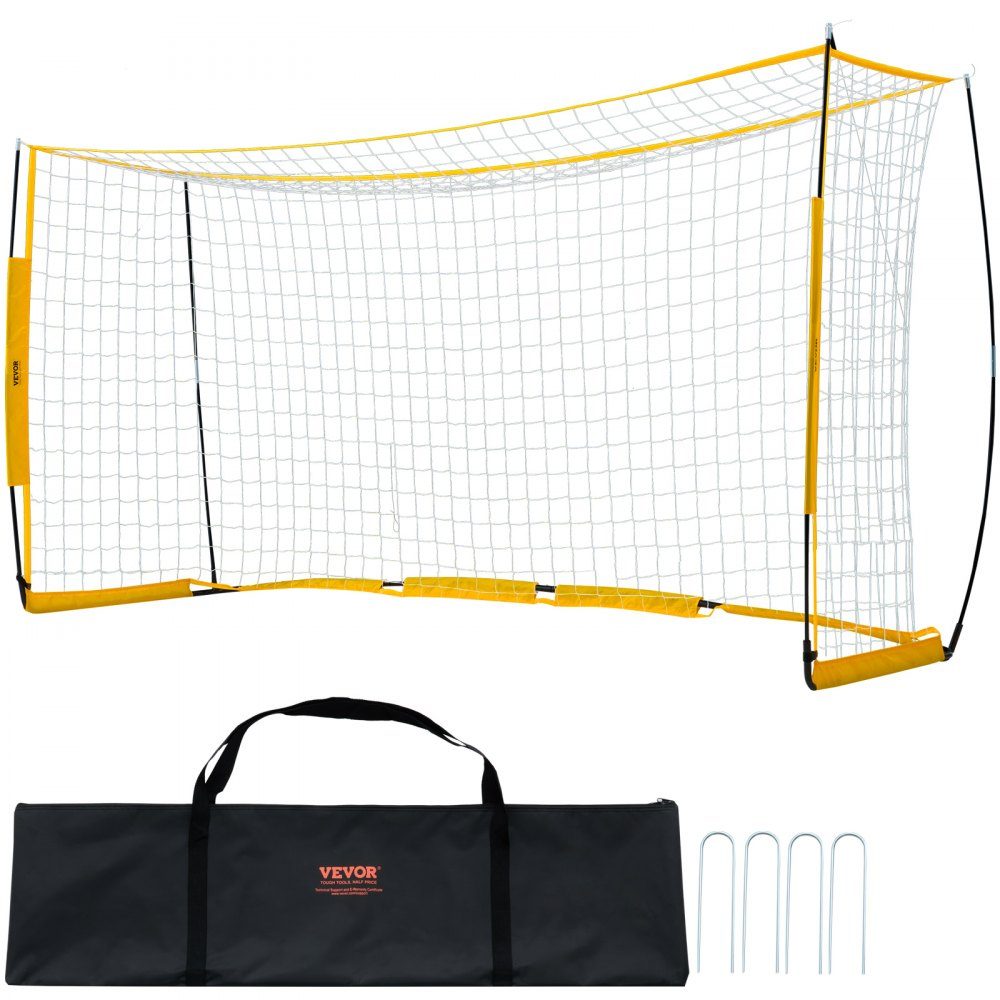 Portable Soccer Goal Soccer Goal Soccer Net 12x6ft Garden Large Practice Soccer Net Training Goal Set with Steel Fiberglass Structure All Weather Soccer Goals with Carry Bag Yellow