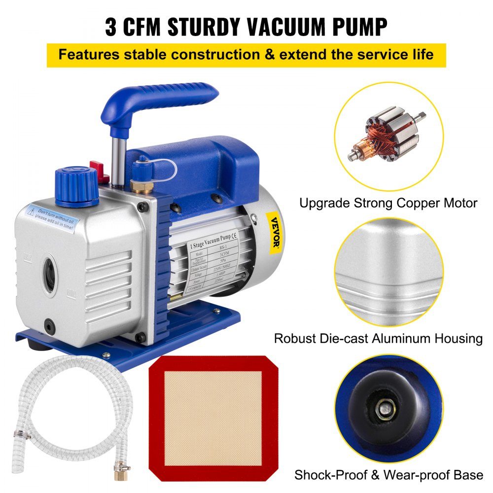 3CFM Vacuümpompmeter Airconditionerkit Koelvacuümpomp met vacuümkamer van 5 gallon