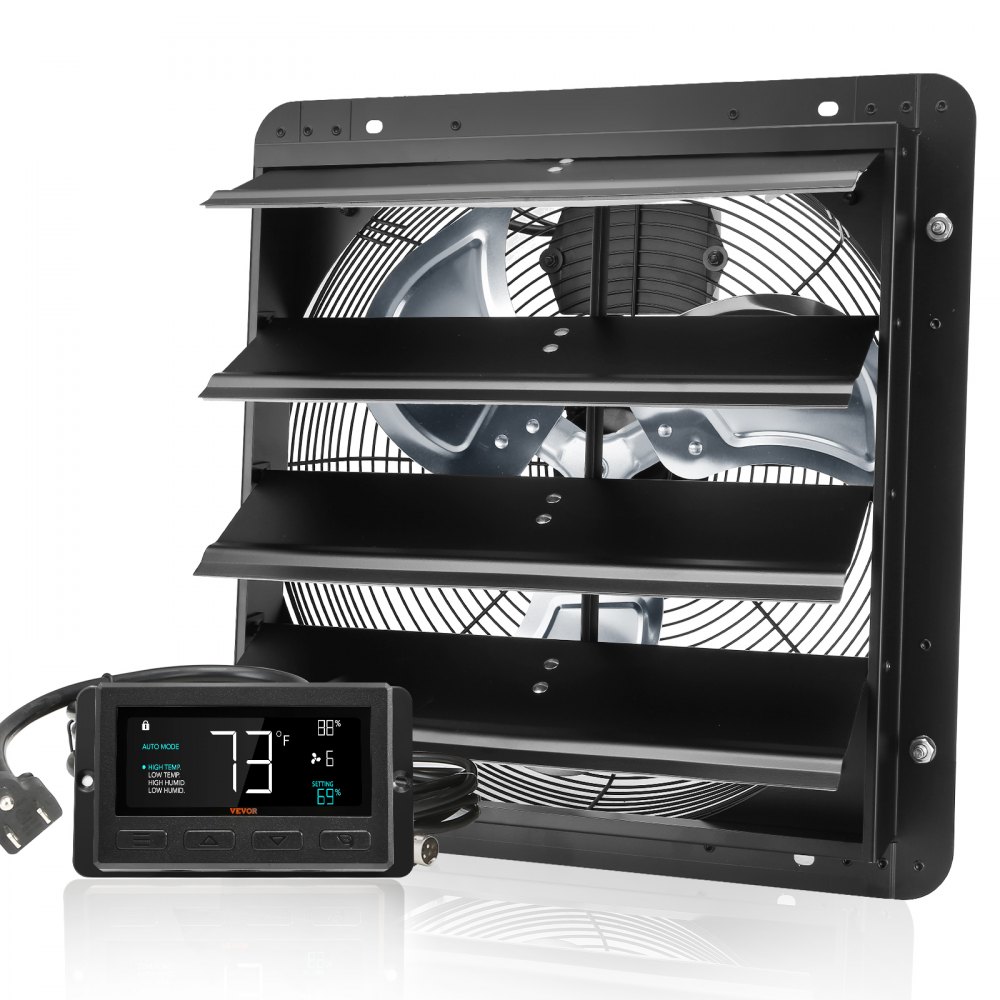 Afzuigventilator 406 mm temperatuur-vochtigheidsregelaar EC-motor 1747 CFM wandgemonteerde muurventilator met snelheidsregeling ventilatie en koeling voor kas garage schuur Afzuigventilator 406 mm temperatuur-vochtigheidsregelaar EC-motor 1747 CFM wandgemonteerde muurventilator met snelheidsregeling ventilatie en koeling voor kas garage schuur