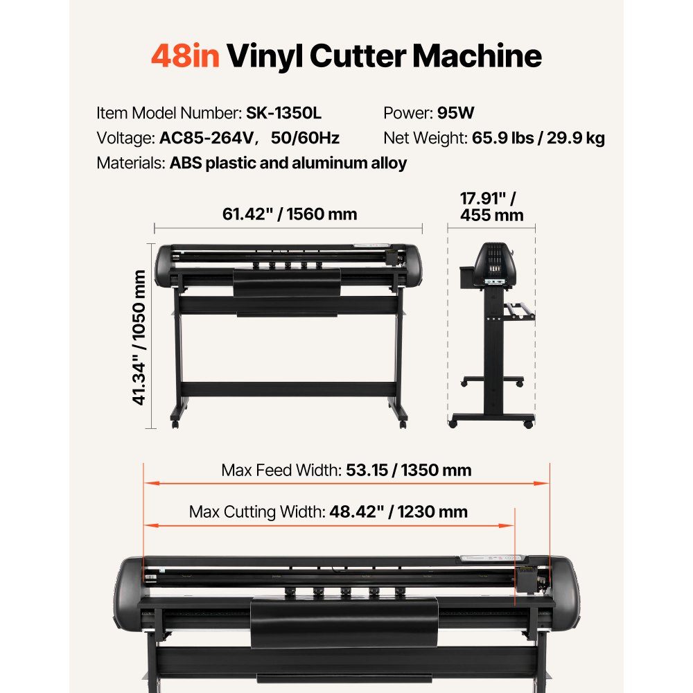 Vinyl-Schneidemaschine mit 135 cm maximaler Vorschubbreite, Doppelmessern und LED-Anzeige, verstellbares Vinyl-Schneideplotter-Set mit Aufkleberbögen, Transferfolien und Signmaster-Software