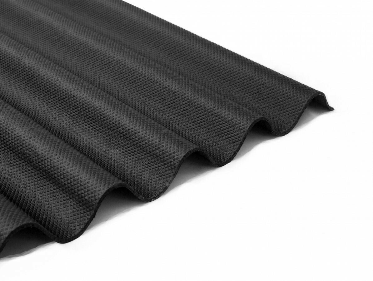 Couverture de toiture en tôles ondulées bitumineuses 1000 x 760 mm noir