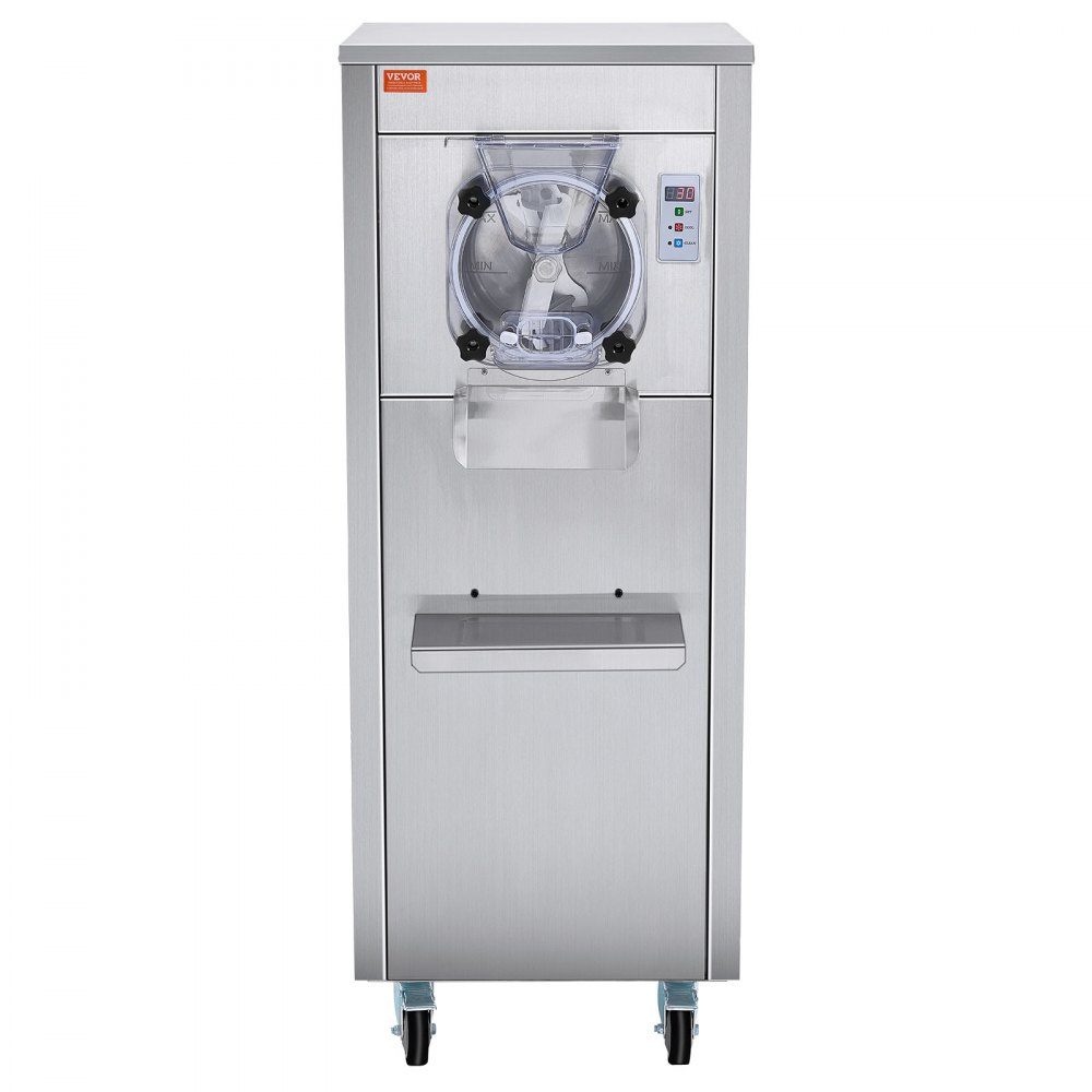Komercyjna maszyna do lodów, wydajność 18 l/h, maszyna do lodów twardych o jednym smaku z kółkami, cylinder ze stali nierdzewnej 6 l, panel LED, automatyczne chłodzenie wstępne z czyszczeniem, do barów z przekąskami w restauracjach