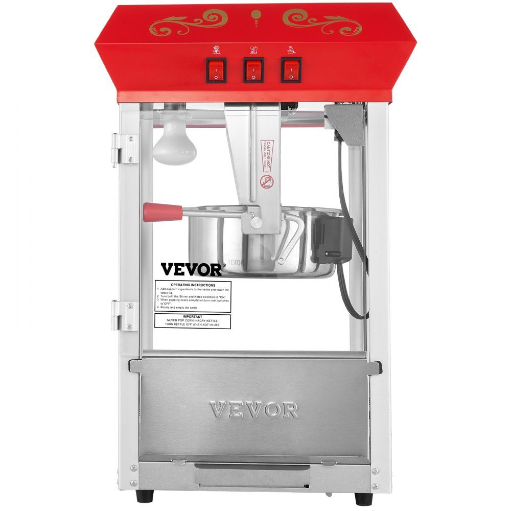 Machine à pop-corn Machine à pop-corn Machine à pop-corn 850 W, bouilloire de 8 oz pour 48 tasses par charge, machine à pop-corn de comptoir avec verre trempé, comprend une machine de style cinéma à 4 boules