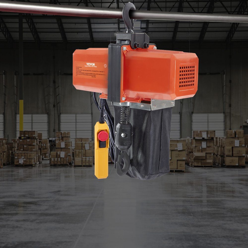 Electric Chain Hoist, 1100 lbs Capacity, 15ft Lift Height, 9.2ft/min. Speed, 230V Single Phase Overhead Crane with G100 Chain, 10ft Cable Remote Control for Garage, Shop, Hotel, Home