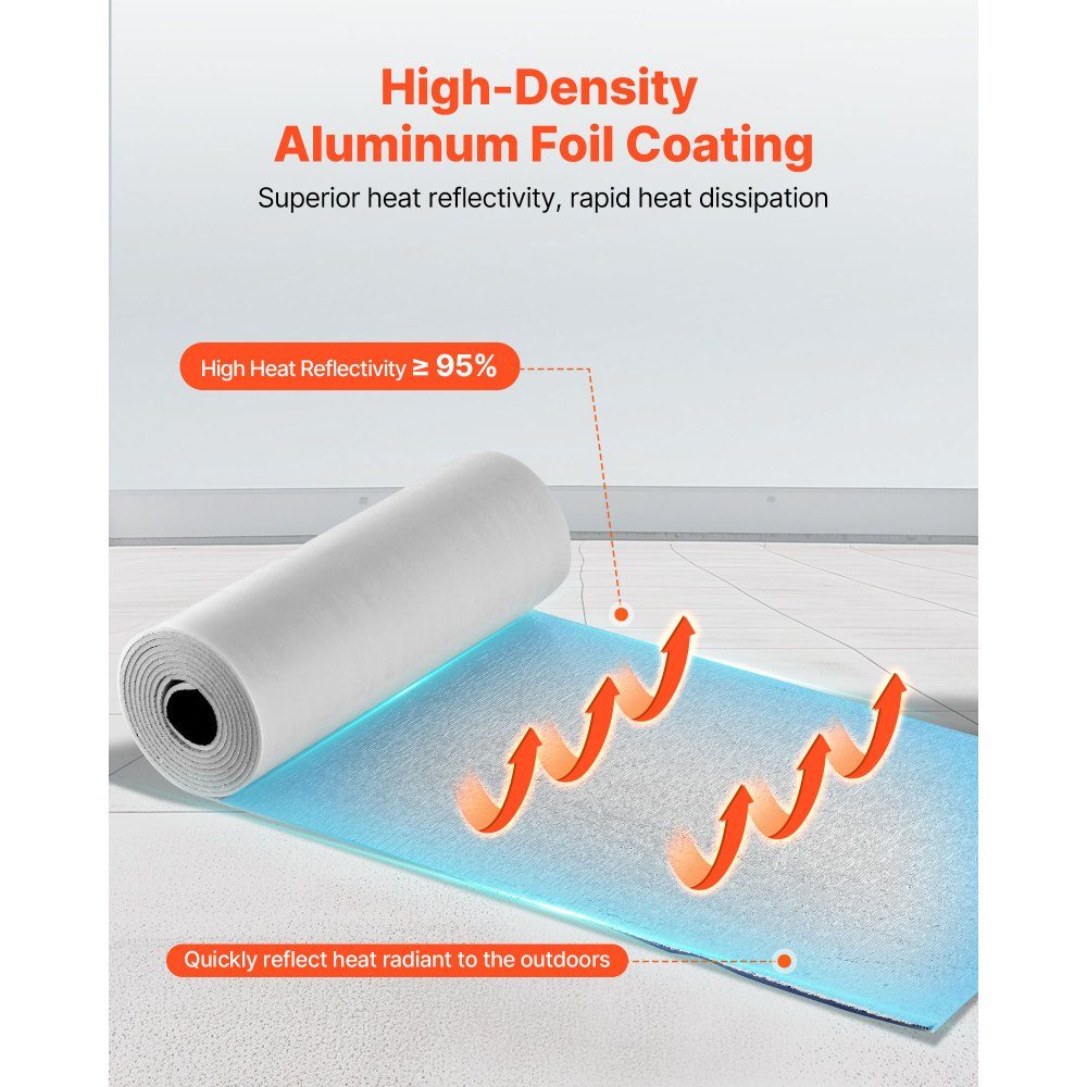 Film isolant, kit d'isolation thermique 6 mm, film réfléchissant 61 cm x 5,5 m, 4 rouleaux de barrière anti-radiation en feuille d'aluminium avec âme en mousse EPE, bouclier thermique blanc en film PE pour portes de garage.