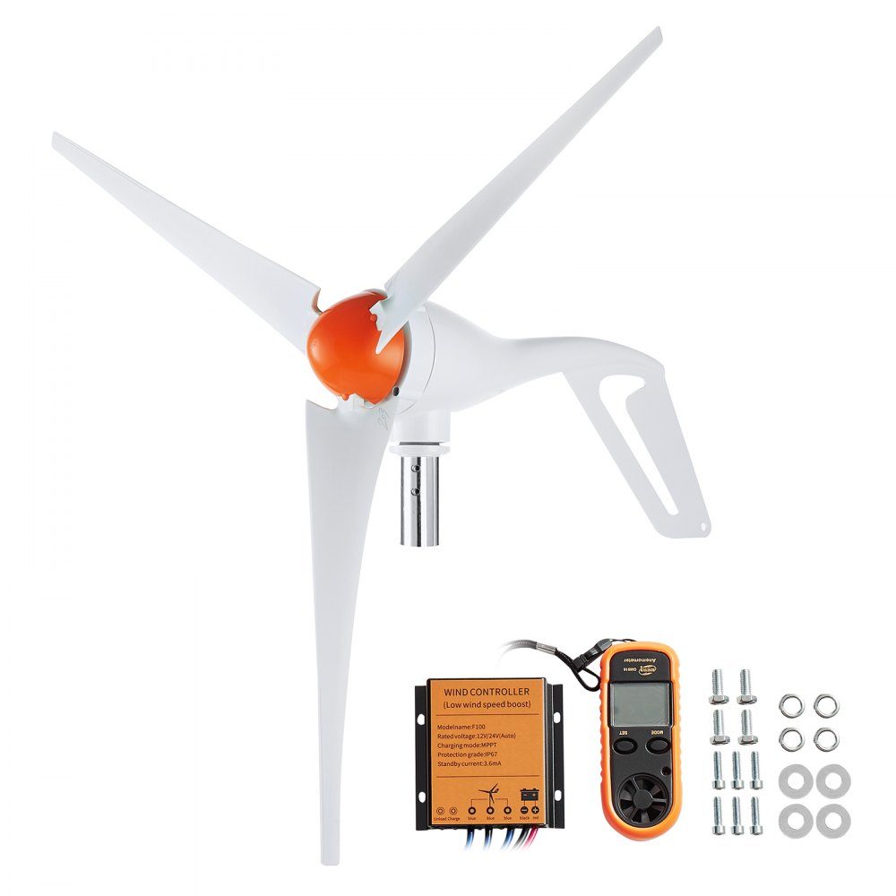 500W Wind Turbine, 12V Wind Generator, 3 Blade Wind Generator with Anemometer, MPPT Controller and Adjustable Wind Direction, Suitable for Home, Farm, RV, Boat