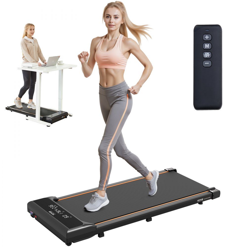 Walking Pad Laufband unter dem Schreibtisch, Laufband für die Arbeit, Arbeitslaufband mit 120 kg Tragkraft, tragbares Pad mit 2,5 PS, Fernbedienung, LED-Anzeige 1-6 km/h, Schwarz