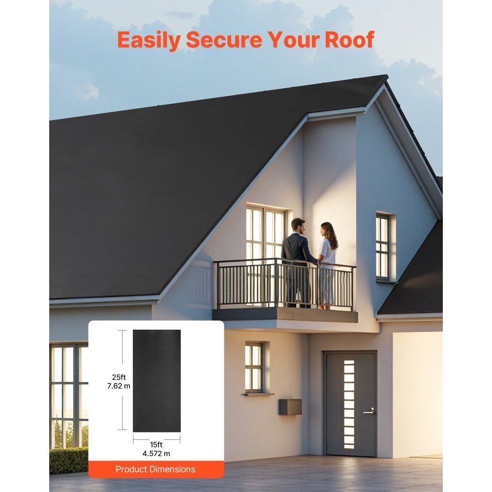 Roofing membrane 4.572 x 7.62 m, roofing membrane 1.14 mm EPDM film, carport sealing, durable & weather-resistant, roof sealing, roof underlayment for motorhomes, roofs, ponds