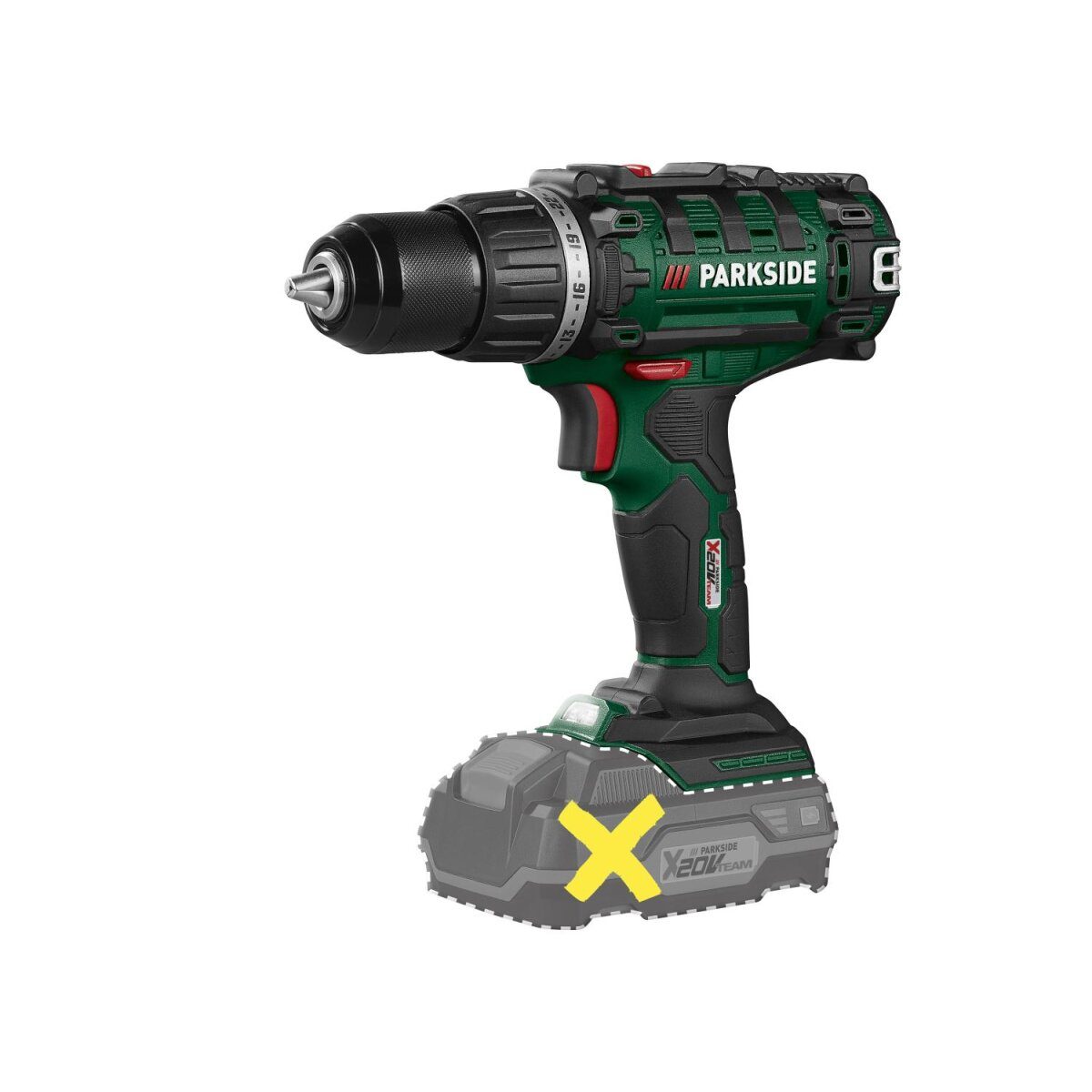 Wiertarko-wkrętarka akumulatorowa PARKSIDE® 20V „PABS 20-Li I9”, bez akumulatora i ładowarki