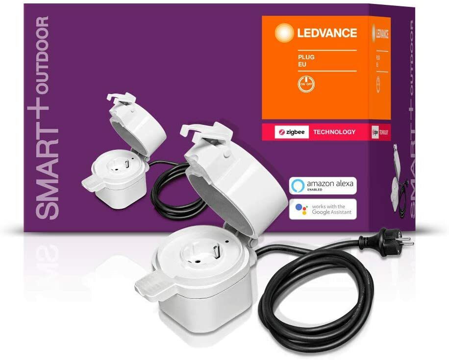 LEDVANCE Smart+ Outdoor Plug, ZigBee schaltbare Steckdose, zur Lichtsteuerung in Ihrem Smart Home, direkt kompatibel mit Echo Plus und Echo Show (2. Gen.), kompatibel mit Philips Hue Bridge