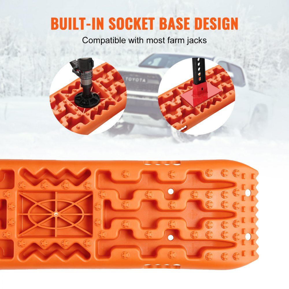 10 TON Traktionsbretter mit PP-Material, Bergungsbretter für Geländefahrzeuge/Autos/Pickups/SUVs/Wohnmobile, Paar Reifen-Traktionsmatten auf Schnee, Sand, Schlamm und losem Boden, Aufbewahrungstasche, lang, Orange