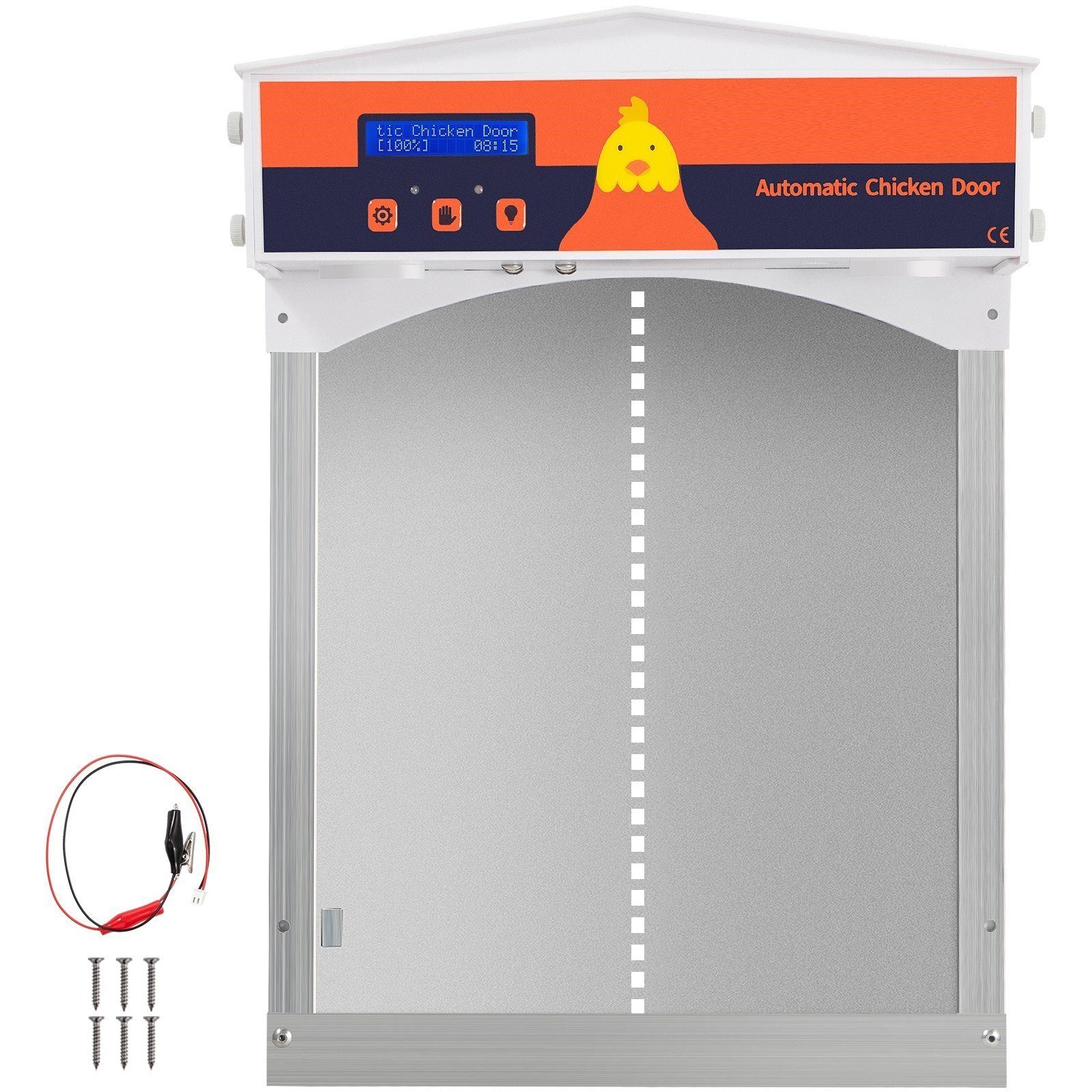 Automatic chicken coop door, galvanized iron/ABS, chicken flap, gray chicken door, photosensitive aluminum, light sensor, timer for opening and closing in the evening and in the morning
