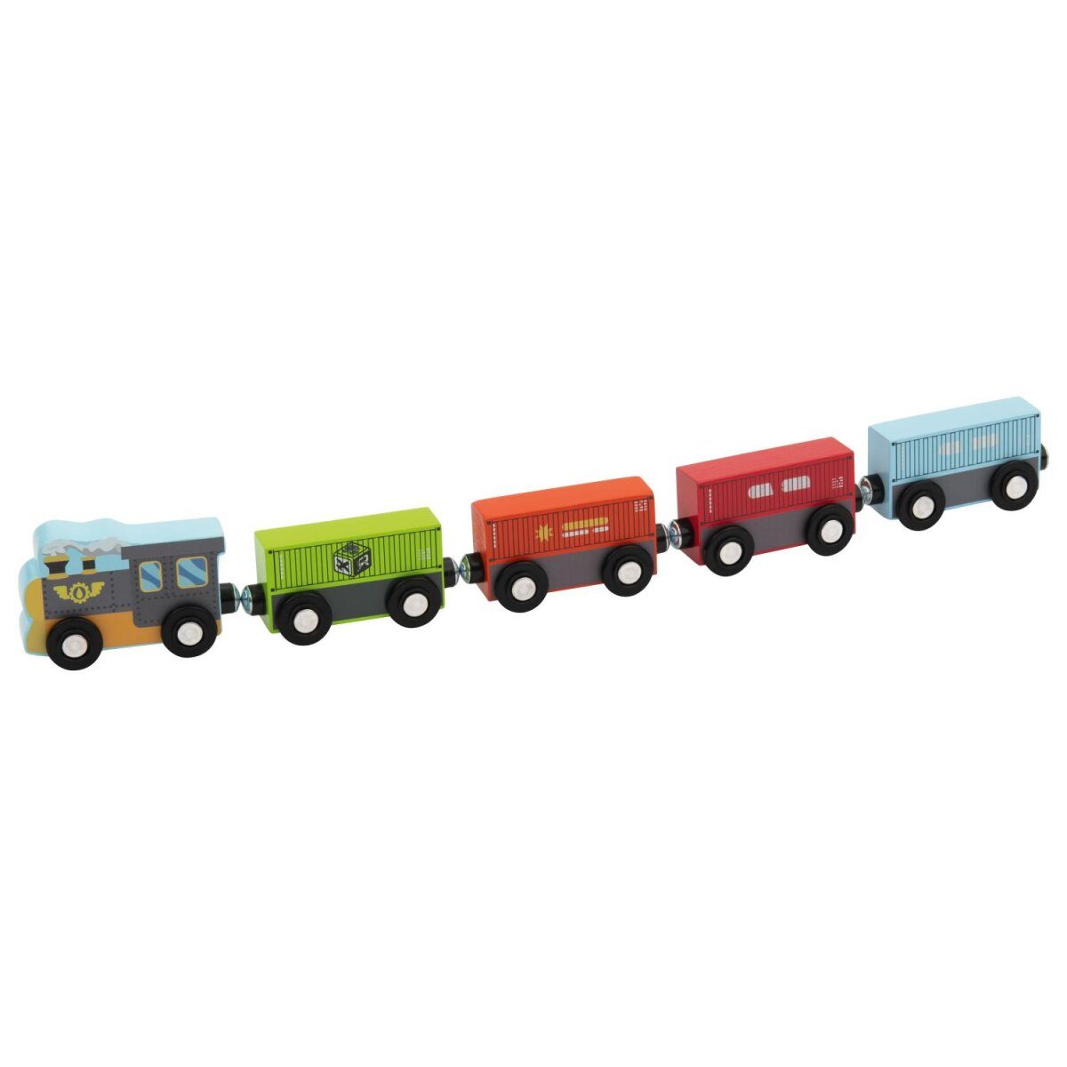 LUPILU® Lastzug / Feuerwehrzug / Kinderzug / Güterzug, 5-teilig (Güterzug)