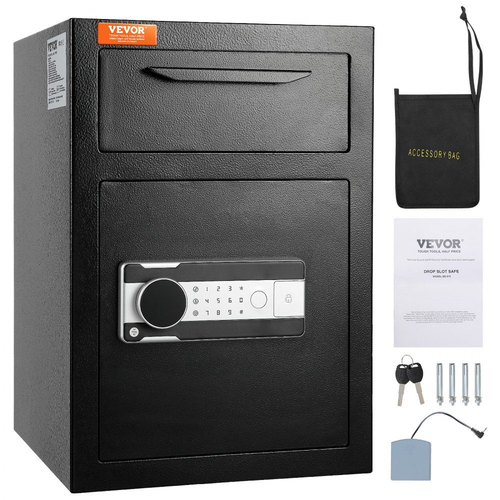 2,5L Pfandtresor, Pfandtresor mit Einwurfschlitz, elektronischem Codeschloss und 2 Notschlüsseln, 355 x 355 x 515 mm, Business-Einwurftresor für Bargeld, Zuhause, Hotel, Büro usw
