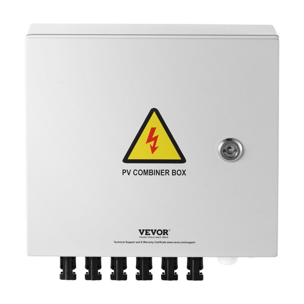 PV Collection Box, 6 String, Solar Collection Box mit 10-A-Nennstromsicherung, 63A Circuit Breaker, Lightning Arrester and Solar Connector, Steel Housing for On/Off Grid Solar Panel System, IP65