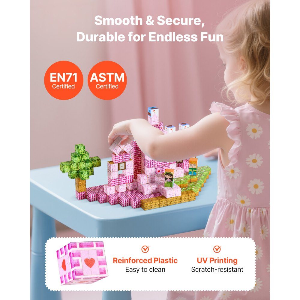 Blocs de construction magnétiques, ensemble de château de princesse de 100 pièces, blocs magnétiques, jouets STEM Montessori pour cadeau de Noël et d'anniversaire, jouet de construction à empiler, à partir de 3 ans
