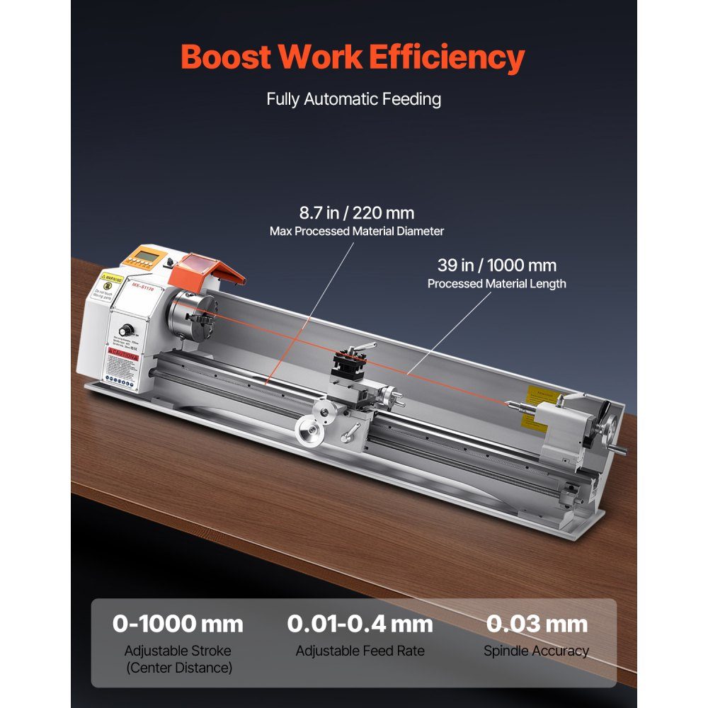 Tokarka do metalu 220x1000 mm Tokarka z automatycznym posuwem 2500 obr/min prędkość obrotowa 1250 W silnik bezszczotkowy z osprzętem, tokarka stołowa do obróbki części precyzyjnych
