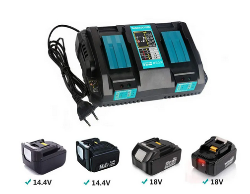 TWIN Ladegerät 4A Dual-USB-Port-Ladegerät für Makita 14,4 V 18V Akkus Ladegeräte kompatibel mit bl1860 bl1415 bl1430 bl1830 bl1840 bl1850 bl1845