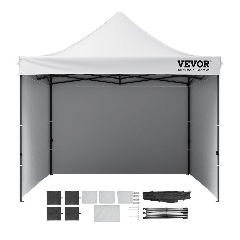 Pavillon 304,8x304,8x320cm Gartenzelt 500D PU Silberstoff Faltpavillon höhenverstellbar inkl. Aufbewahrungstasche Partyzelt 6-8 Personen Pop-up-Zelt weißer Gartenpavillon für Campingausflug