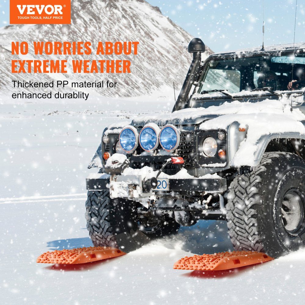10 TON Traktionsbretter mit PP-Material, Bergungsbretter für Geländefahrzeuge/Autos/Pickups/SUVs/Wohnmobile, Paar Reifen-Traktionsmatten auf Schnee, Sand, Schlamm und losem Boden, Aufbewahrungstasche, lang, Orange
