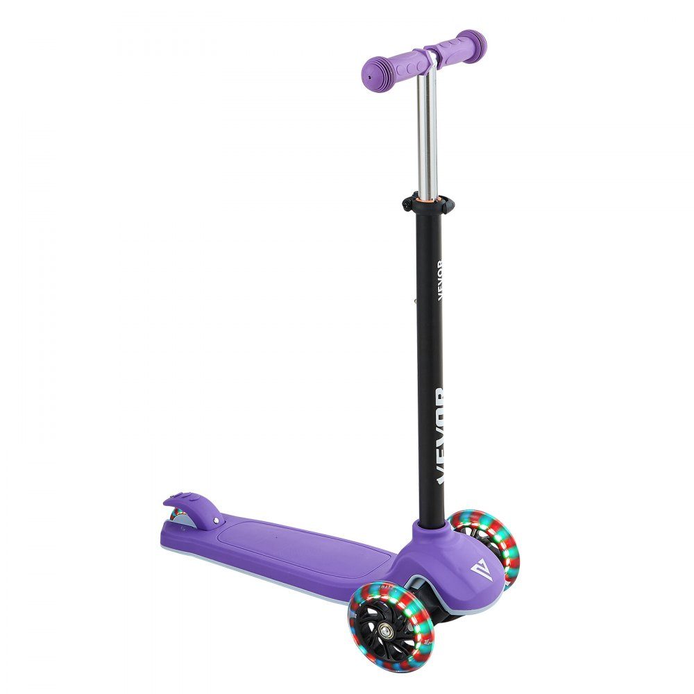 Trottinette (3 roues) à partir de 3 ans, trottinette de ville trottinette enfant avec roues lumineuses & guidon réglable en hauteur & plateau antidérapant & cadre aluminium léger, trottinette jusqu'à 75 kg, violet