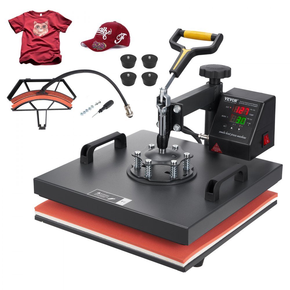 Presse à transfert 38 x 38 cm, presse à transfert 220 V, presse à transfert 1200 W, presse textile 14 x 7,6 cm, presse à chemise max. 250 °C, presse à sublimation, presse à t-shirts hobby