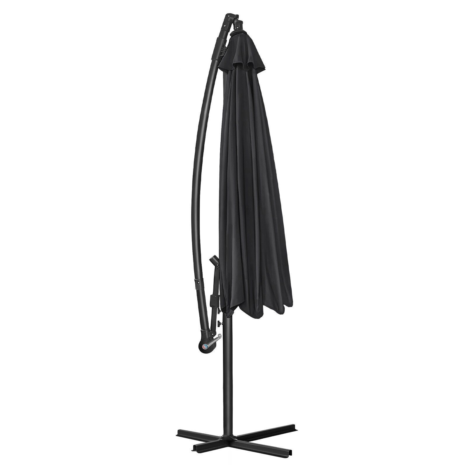 Parasol 350 cm, zweefparasol, zwengel, marktparasol, tuin, waterdicht, donkergrijs