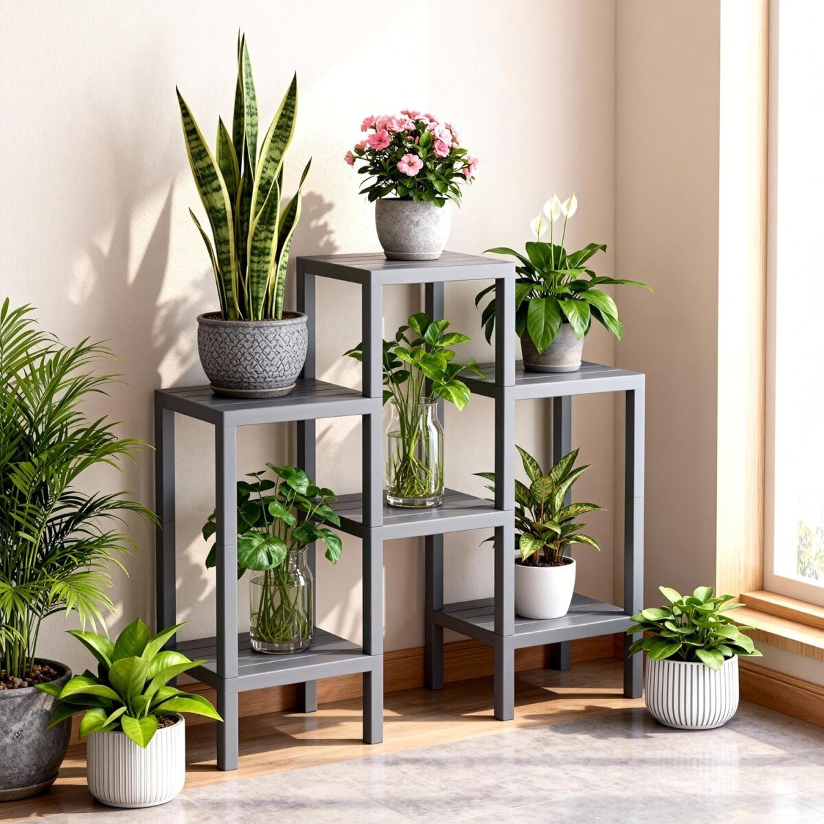 Ribelli 6 tier flower shelf, gray