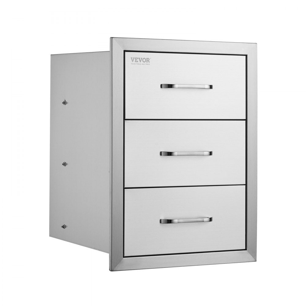 Tiroirs de cuisine extérieure, tiroirs de gril encastrés à triple accès avec poignée en acier inoxydable, tiroirs d'îlot de gril pour cuisine extérieure ou patio d'îlot de gril, 400x450x450mm