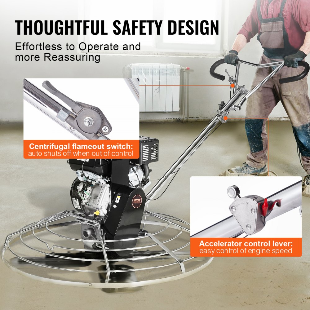 Power Trowel, 46 Inch Hand-Held Cement Trowel with Trowel Pan, 14 HP Gas Powered Surface Trowel for Smooth Concrete Surfaces, Heavy Duty Commercial Screed Concrete Cement with Trowel Blade, Orange Power Trowel, 46 Inch Hand-Held Cement Trowel with Trowel Pan, 14 HP Gas Powered Surface Trowel for Smooth Concrete Surfaces, Heavy Duty Commercial Screed Concrete Cement with Trowel Blade, Orange