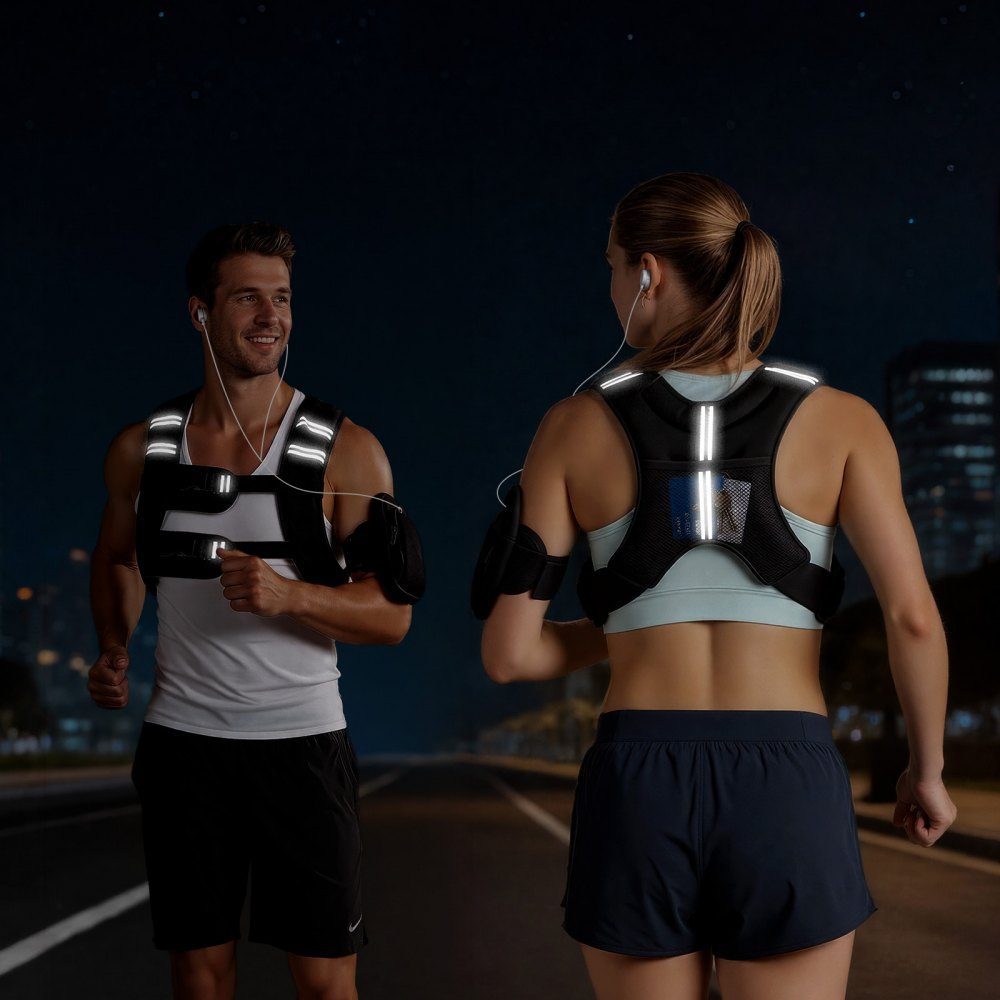 Gilet de poids 20 livres avec bande Réf. léchissante, boucle réglable, gilet de poids pour hommes et femmes, équipement d'entraînement pour la musculation, la course, le jogging, le fitness, la perte de poids