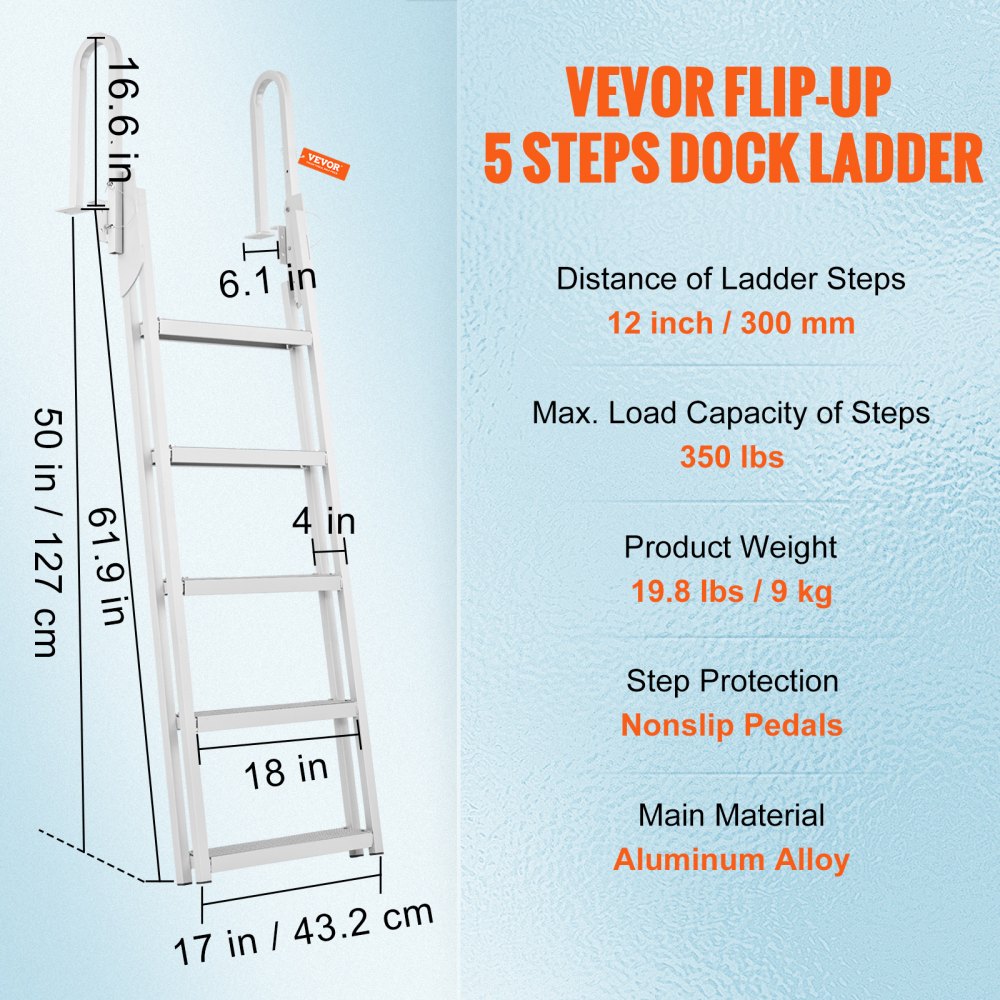 Dock Ladder Fold Up 5 Step 300lb Aluminum Pontoon Boat Ladder with Wide Step and Non-Slip Rungs Swimming Step Ladder for Boarding Ships/Lake/Pools/Ocean Dock Ladder Fold Up 5 Step 300lb Aluminum Pontoon Boat Ladder with Wide Step and Non-Slip Rungs Swimming Step Ladder for Boarding Ships/Lake/Pools/Ocean