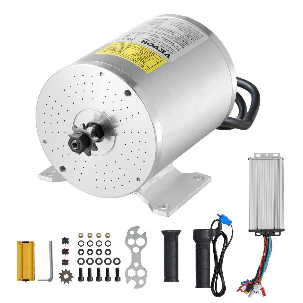 1800W Electric Brushless DC Motor Kit - 48V 4500RPM Electric Motor with Upgraded Speed ​​Controller and Throttle Grip Kit for Go Karts E-Bike Motorcycle Scooter DIY – Part No. HT-23589