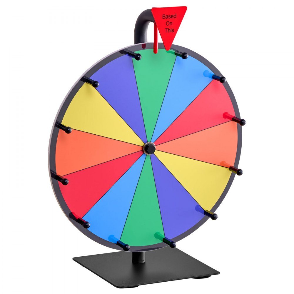 Roue de la Fortune, Roue de la Fortune (305 mm), 12 Compartiments, Roue de la Fortune avec Support, Jeux de Loterie, Gagner, Roulette, avec Tableau Éponge et 2 Marqueurs, 6 Couleurs, Roue des Prix, Idéale pour Fête, Pub, Foire Commerciale