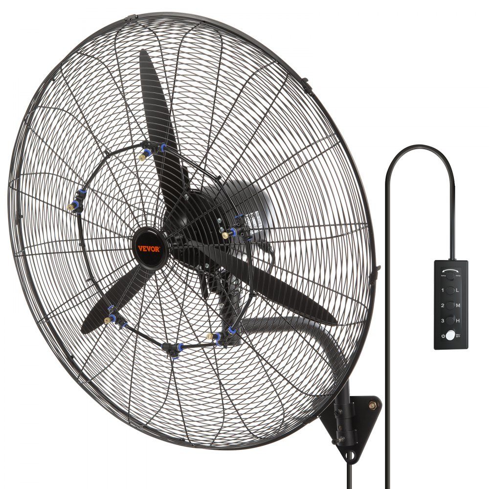 Mist Fan, 29.5 Inch Waterproof Industrial Fan, 3 Speeds, 9500 CFM, Commercial or Residential Fan for Cooling Warehouses, Greenhouses, Workshops