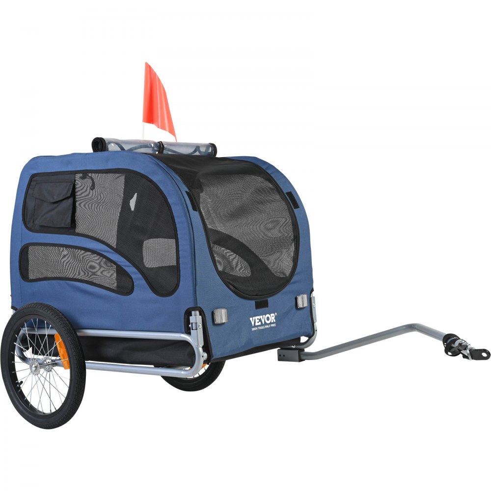 Dog Trailer 45kg Bicycle Trailer Carbon Steel + 600D Oxford Cloth + PP Foldable 1440 x 725 x 845mm Folded Trailer Size 810 x 570 x 195mm Blue