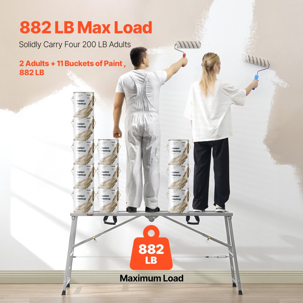 Arbeitsplattform, 800–1295 mm, klappbare Trittleiter aus legiertem Stahl, tragbare Arbeitsplattform, Tragfähigkeit 400 kg, Trittleiter für Trockenbau, Malerei, Reinigung, Waschen Arbeitsplattform, 800–1295 mm, klappbare Trittleiter aus legiertem Stahl, tragbare Arbeitsplattform, Tragfähigkeit 400 kg, Trittleiter für Trockenbau, Malerei, Reinigung, Waschen