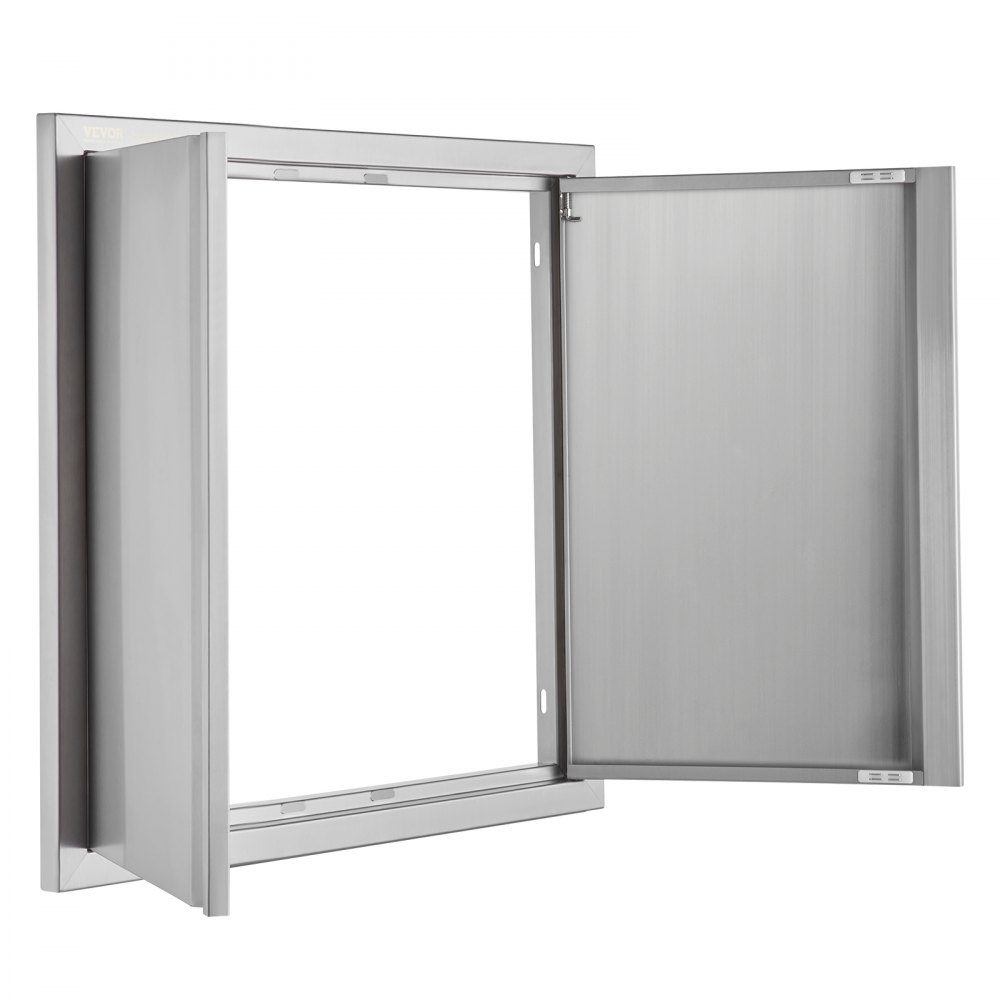 Grilltoegangsdeur 660x610mm Dubbele buitenkeukendeur Inbouw roestvrijstalen deur Verticale muurdeur met intrekbare handgrepen voor grilleiland Grillstation Buitenkast